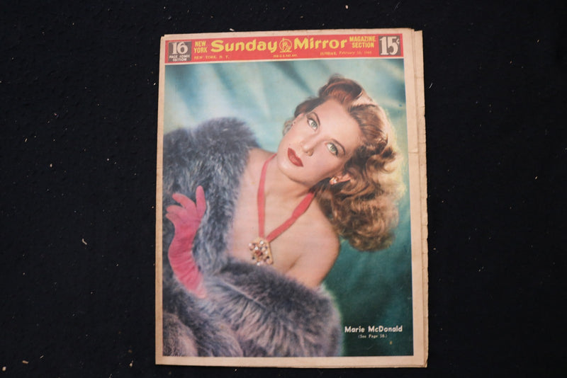 1945 FEBRUARY 16 NY SUNDAY MIRROR MAGAZINE - MARIE MCDONALD COVER - E 26167