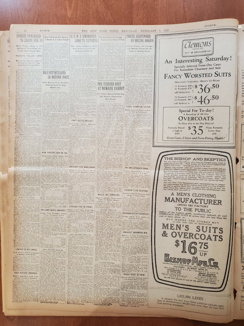 1921 FEBRUARY 5 NEW YORK TIMES - LAGUARDIA HINTS AT TRANSIT SCANDAL - NT 8114