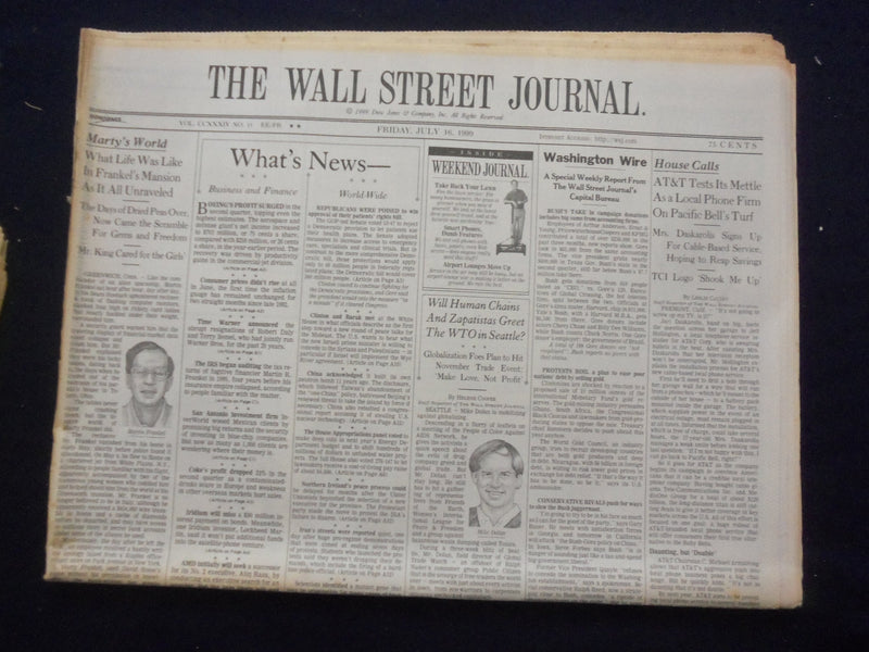 1999 JULY 16 THE WALL STREET JOURNAL -AT&T TESTS ITS METTLE, PAC BELL - WJ 344