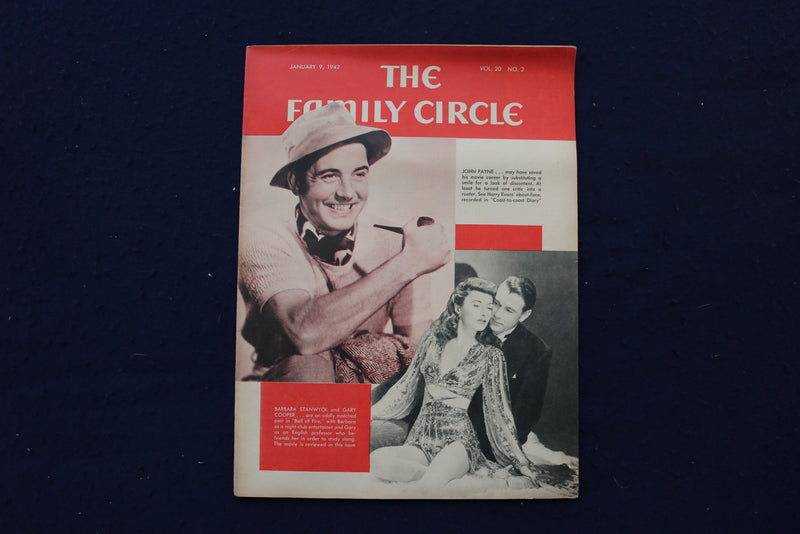 1942 JAN 9 THE FAMILY CIRCLE MAGAZINE - B. STANWYCK-GARY COOPER COVER - E 18238