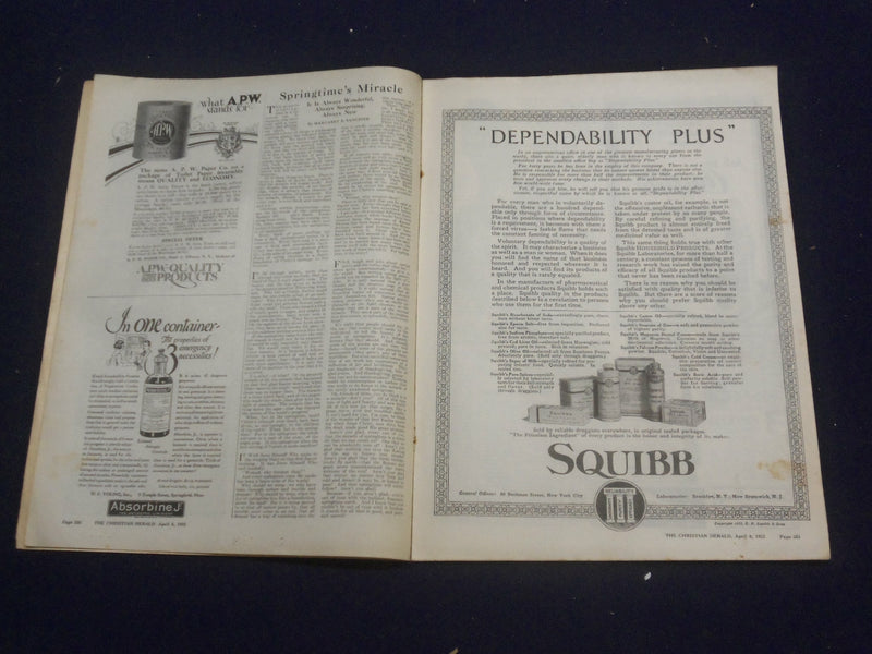 1922 APRIL 8 CHRISTIAN HERALD MAGAZINE - A TASTE FROM THE SAP BUCKET - ST 6597