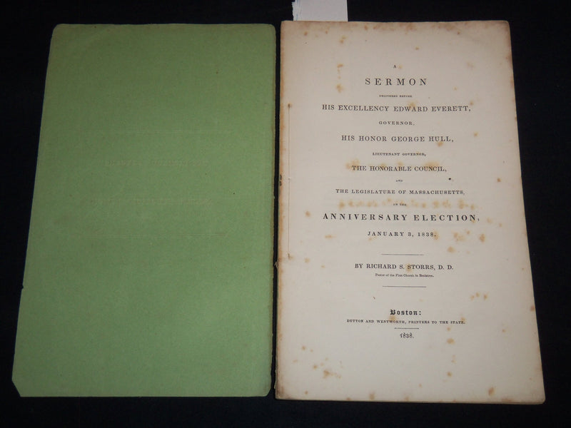 1838 ANNIVERSARY ELECTION SERMON BY RICHARD S. STORRS - BOSTON - J 8873