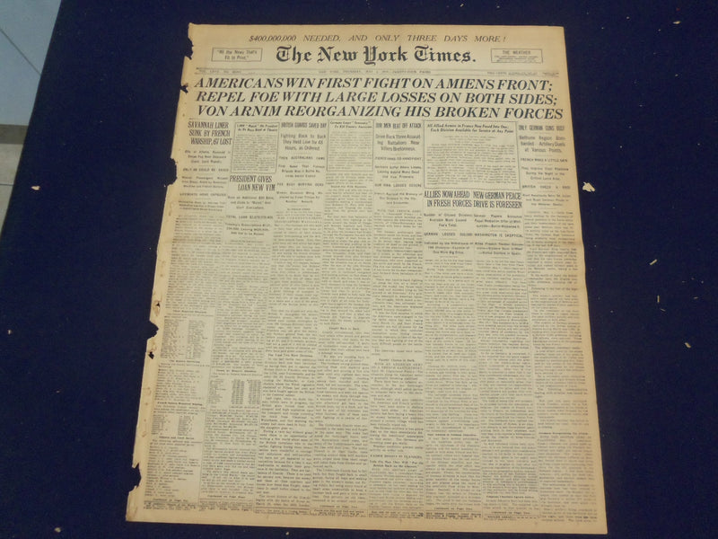 1918 MAY 2 NEW YORK TIMES - AMERICANS WIN FIGHT ON AMIENS FRONT - NT 8169