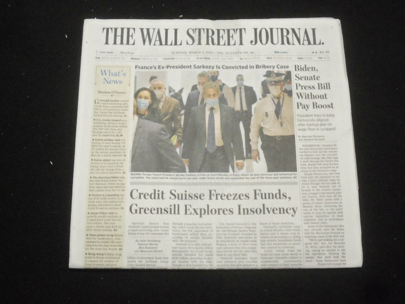 2021 MARCH 2 THE WALL STREET JOURNAL -BIDEN, SENATE PRESS BILL WITHOUT PAY BOOST