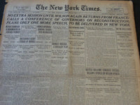 1919 FEB 26 NEW YORK TIMES - NO EXTRA SESSION UNTIL WILSON RETURNS - NT 6500
