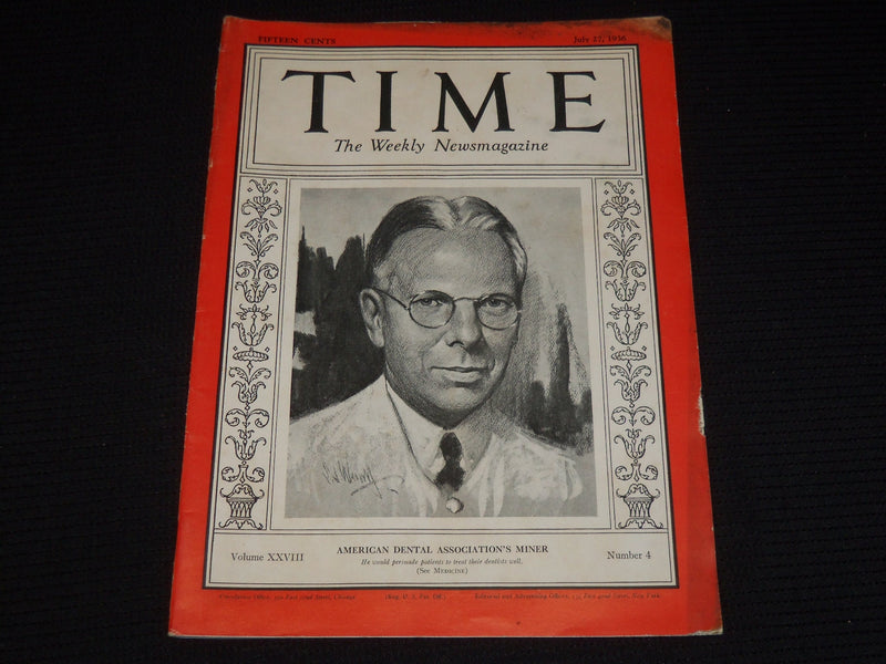 1936 JULY 27 TIME MAGAZINE - DR. LEORY MINER - T 525