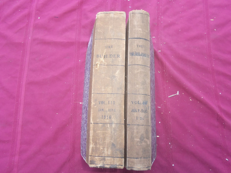 1916 JAN-DEC THE BUILDER U. K. MAGAZINE BOUND VOLUMES - 2 VOLS - FOLD OUTS- C 38
