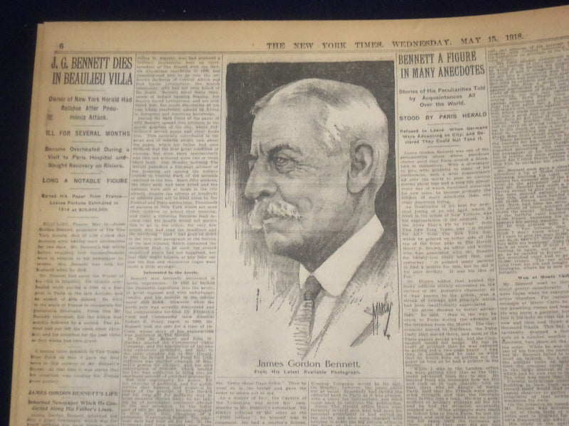 1918 MAY 15 NEW YORK TIMES - BRITISH DRIVE GERMANS FROM POSITION - NT 8181