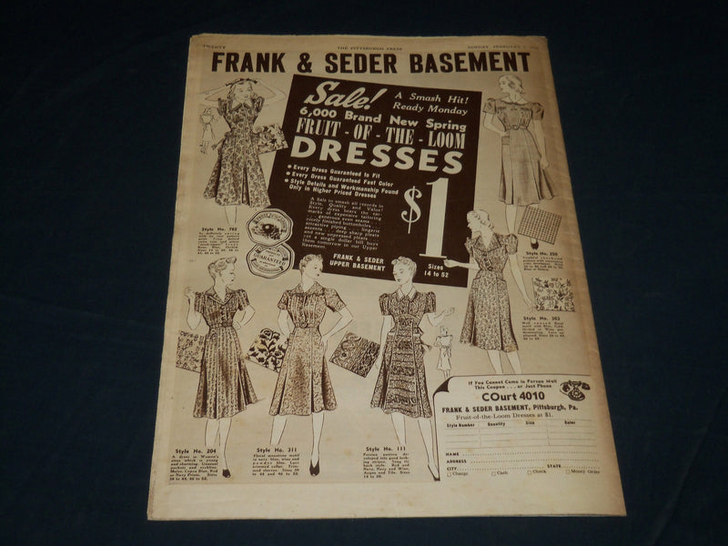 1939 FEBRUARY 5 PITTSBURGH PRESS SUNDAY ROTO SECTION - ALICE KOERNER - NP 4495