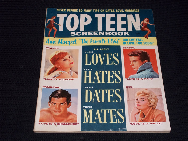 1962 SUMMER TOP TEEN SCREENBOOK MAGAZINE - WARREN BEATTY FRONT COVER - E 13719