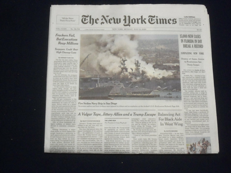 2020 JULY 13 NEW YORK TIMES - 15,000 NEW CASES IN FLORIDA IN DAY BREAK A RECORD