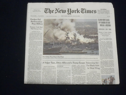 2020 JULY 13 NEW YORK TIMES - 15,000 NEW CASES IN FLORIDA IN DAY BREAK A RECORD