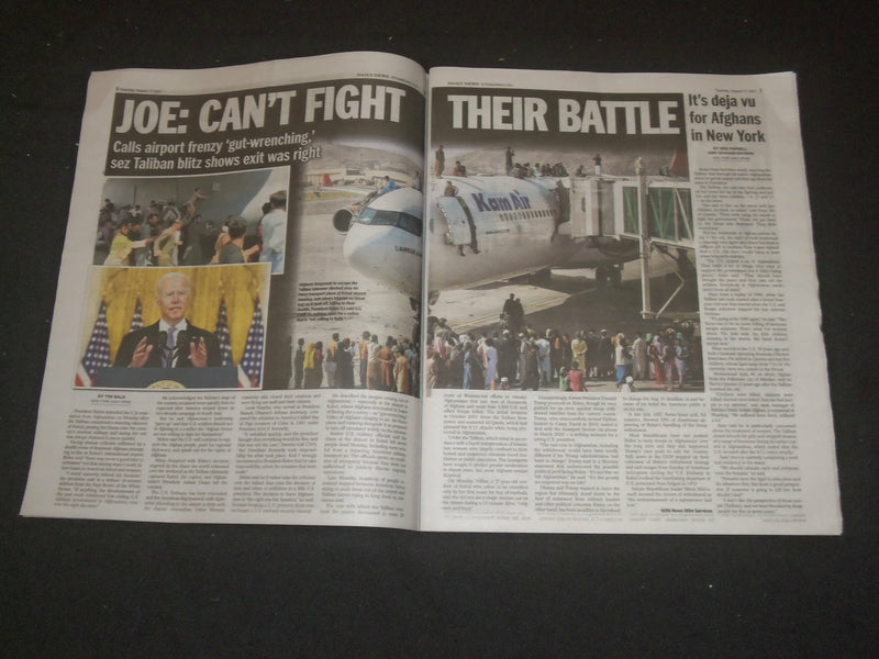 2021 AUGUST 17 NEW YORK DAILY NEWS NEWSPAPER - BIDEN DEFENDS AFGHAN PLAN