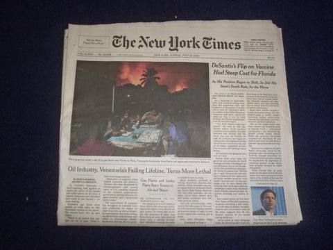 2023 JULY 23 NEW YORK TIMES - DESANTIS'S FLIP ON VACCINE HAD STEEP FLORIDA COST