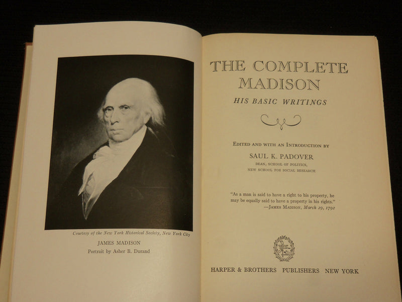 1953 THE COMPLETE MADISON HARDCOVER BOOK BY SAUL K. PADOVER - KD 7481