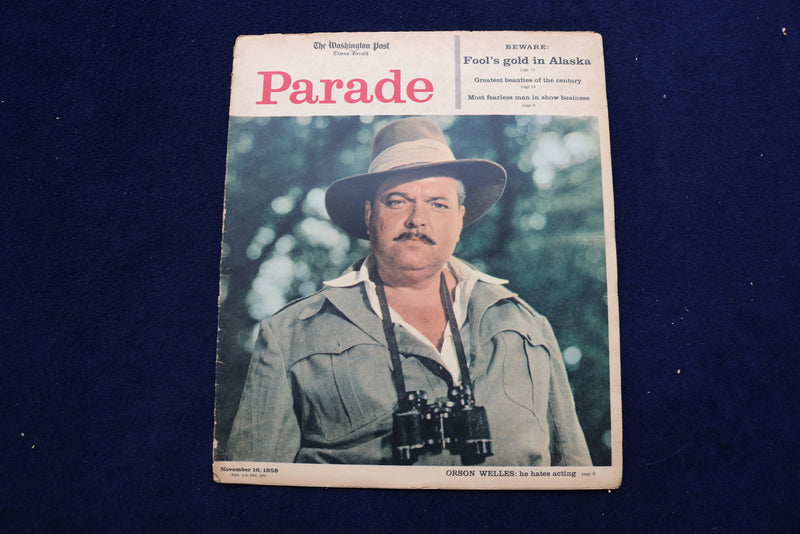 1958 NOVEMBER 16 PARADE MAGAZINE - ORSON WELLS COVER - E 22357