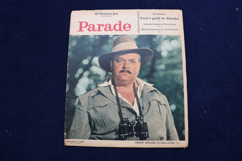 1958 NOVEMBER 16 PARADE MAGAZINE - ORSON WELLS COVER - E 22357