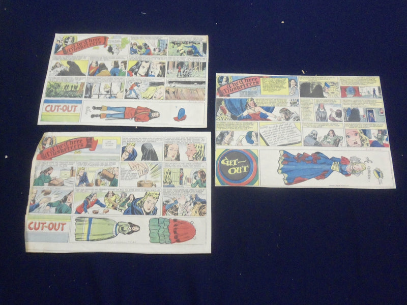 1944 THE THREE MUSKETEERS COLOR COMIC STRIPS - CUT-OUT - LOT OF 5 - NP 5220