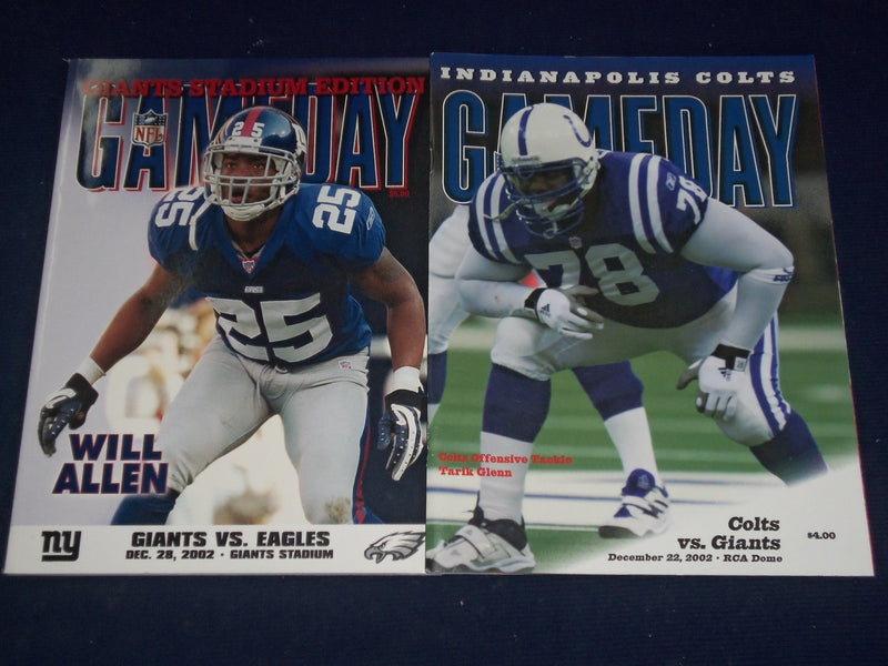 2002 NEW YORK GIANTS GAME DAY PROGRAM LOT OF 8 DIFFERENT - GREAT PHOTOS - O 2393