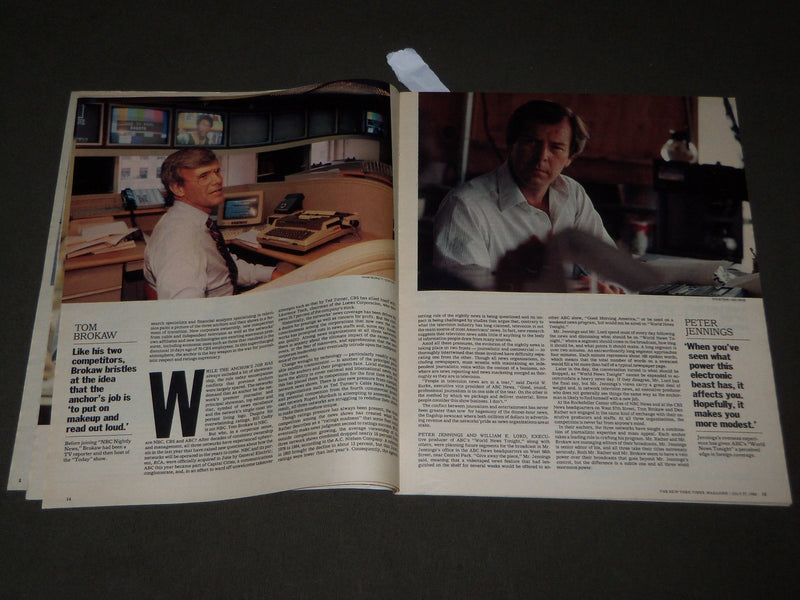 1986 JULY 27 NEW YORK TIMES MAGAZINE SECTION - THE T. V. ANCHORS - J 3078
