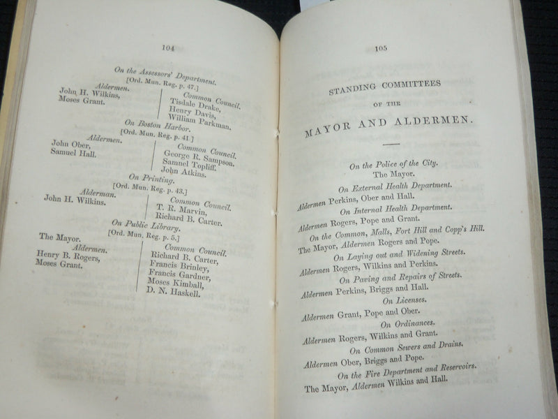 1849 CITY OF BOSTON MUNICIPAL REGISTER SOFTCOVER BOOK - RULES AND ORDERS- J 7082