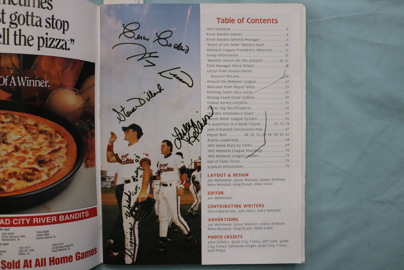 1993 QUAD CITY RIVER BANDITS YEARBOOK - AUTOGRAPHS - CESAR CEDENO - K 3405