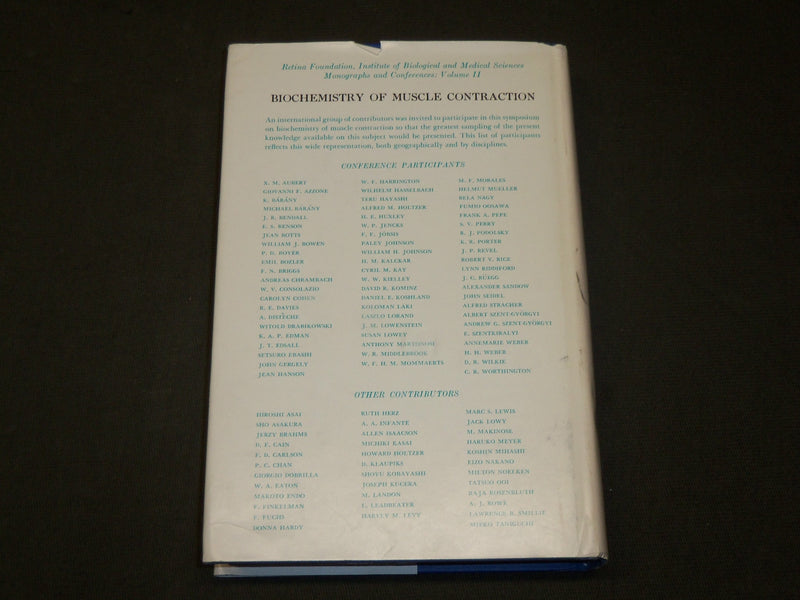 1964 BIOCHEMISTRY OF MUSCLE CONTRACTION BOOK BY JOHN GERGELY - KD 6059