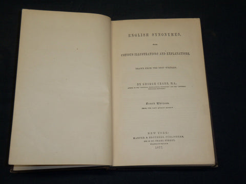 1877 CRABB'S ENGLISH SYNONYMES WITH COPIOUS ILLUSTRATIONS BOOK - KD 5952