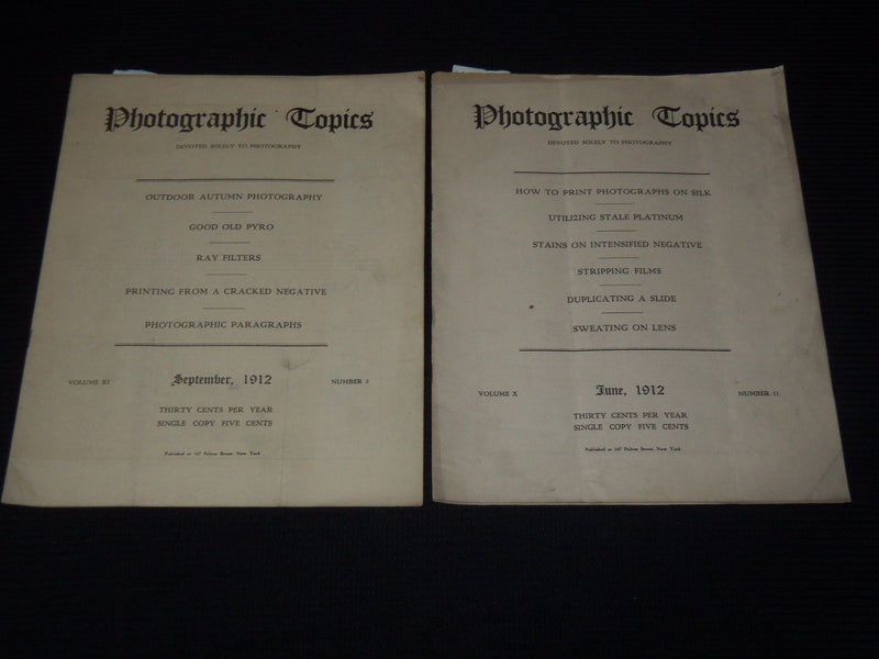 1912-1913 PHOTOGRAPHIC TOPICS MAGAZINE LOT OF 7 - NEW YORK - K 3117