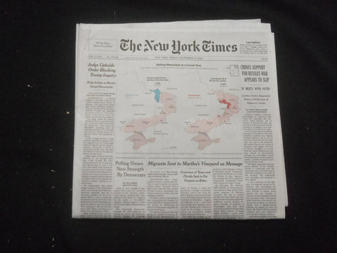 2022 SEP 16 NEW YORK TIMES - CHINA'S SUPPORT FOR RUSSIA'S WAR APPEARS TO SLIP