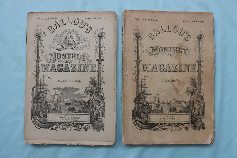 1878-1886 BALLOU'S MONTHLY MAGAZINE - LOT OF 14 - O 3977