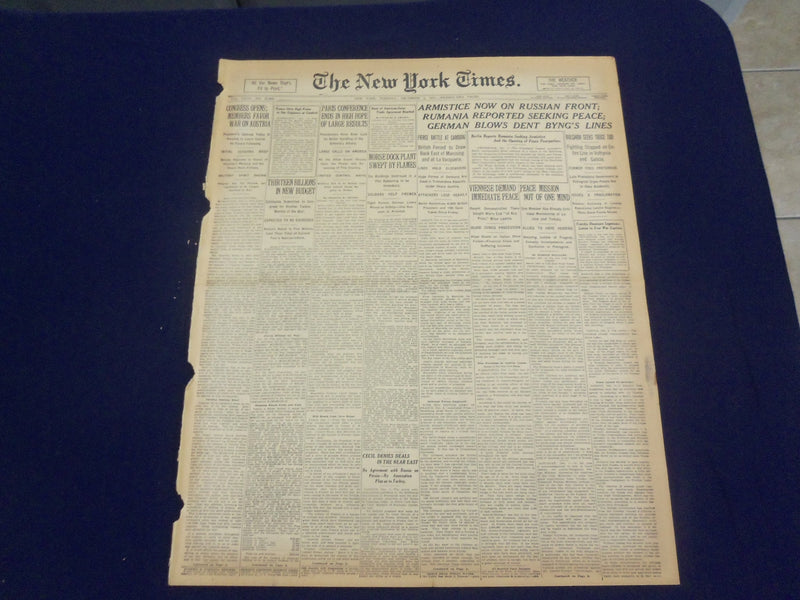 1917 DECEMBER 4 NEW YORK TIMES - ARMISTICE NOW ON RUSSIAN FRONT - NT 8251