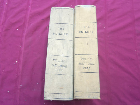 1922 JAN-DEC THE BUILDER U. K. MAGAZINE BOUND VOLUMES - 2 VOLS - FOLD OUTS- C 33