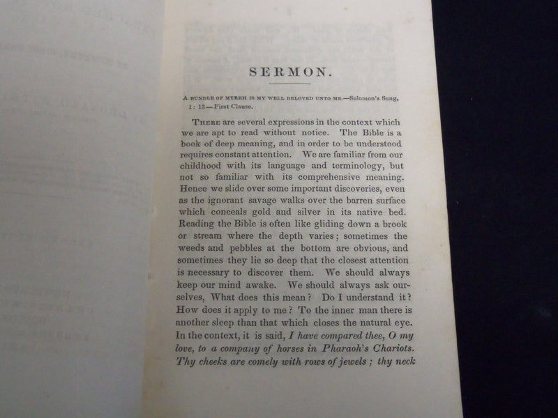 1851 LEONARD WITHINGTON THANKSGIVING SERMON - BUNDLE OF MYRRH - J 8998