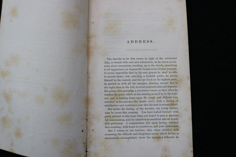 1856 YALE COLLEGE DOCTOR OF DEGREE IN MEDICINE ADDRESS SOFTCOVER BOOK - K 2892