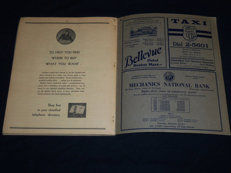 1931 WINTER & SPRING WORCESTER TELEPHONE DIRECTORY BOOK - J 8805