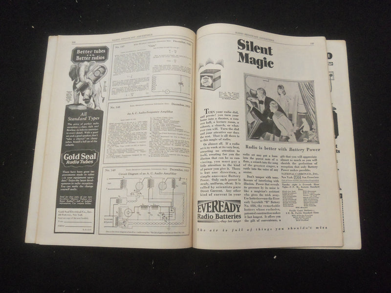 1927 DECEMBER RADIO BROADCAST MAGAZINE - NICE COVER, ARTICLES & PHOTOS - B 434K