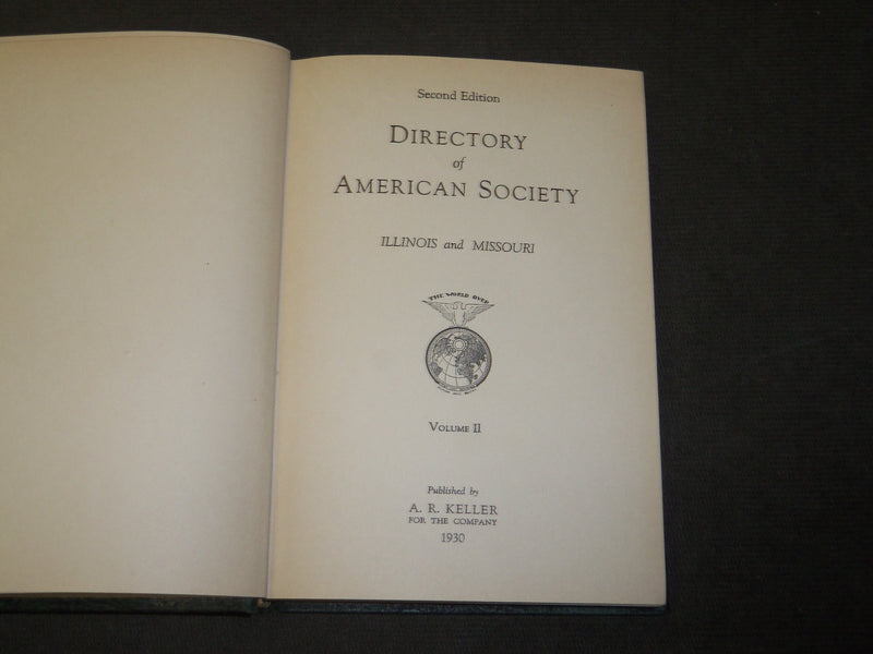 1930 ILLINOIS & MISSOURI DIRECTORY OF AMERICAN SOCIETY #218 OF 1500 - KD 5175
