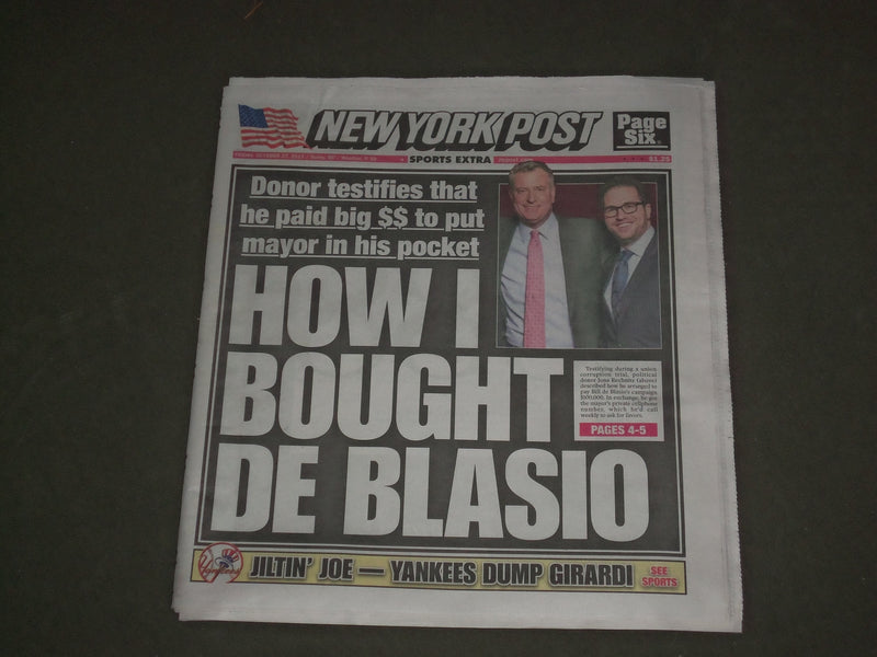 2017 OCTOBER 27 NEW YORK POST NEWSPAPER - N.Y. YANKEES JOE GIRARDI FIRED