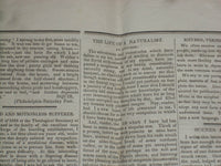 1847 APRIL 24 MASSACHUSETTS PLOUGHMAN NEWSPAPER - NATURALIST BY AUDUBON- NP 5145