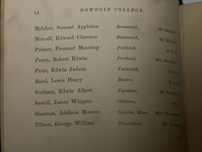 1876-1877 75TH ANNUAL CATALOGUE OF BOWDOIN COLLEGE - ROBERT PEARY - J 4509