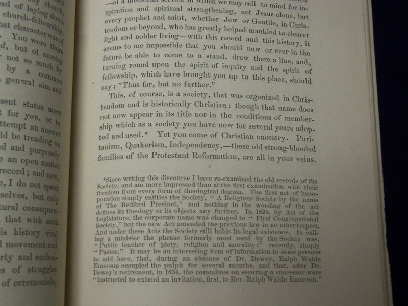 1874 NEW BEDFORD UNITARIANISM DISCOURSES BOOK BY WILLIAM J. POTTER - J 4553