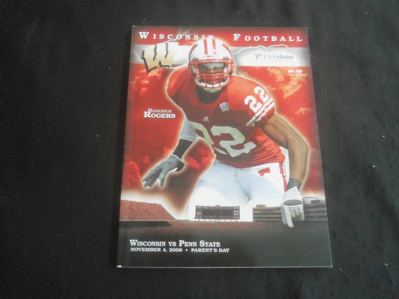 2006 NOVEMBER 4 FOOTBALL PROGRAM -UNIV OF WISCONSIN VS PENN STATE UNIV - B 5534K