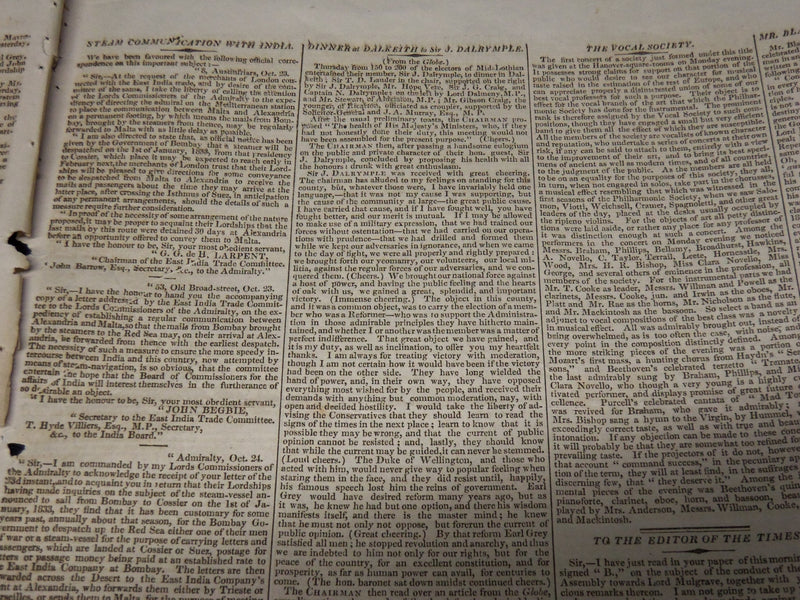 1833 JANUARY 9 THE LONDON TIMES NEWSPAPER - SWANSEA EARTHQUAKE - K 50