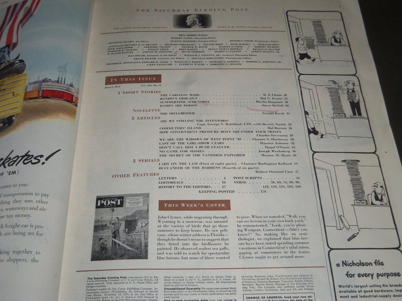 1951 JUNE 9 THE SATURDAY EVENING POST MAGAZINE - ILLUSTRATED COVER - SP 1871