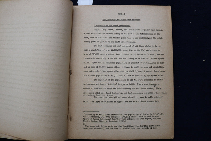 1951 ARAB COUNTRIES OF NEAR EAST & JEWISH COMMUNITIES SOFTCOVER BOOK - K 661