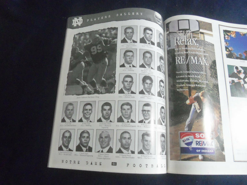 1998 OCT 3 FOOTBALL PROGRAM - NOTRE DAME VS STANFORD UNIVERSITY - SP 1213H
