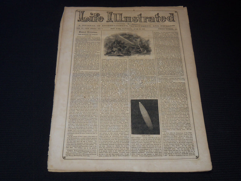 1857 JUNE 20 LIFE ILLUSTRATED NEWSPAPER - THE HISTORY OF COMETS - NP 5932