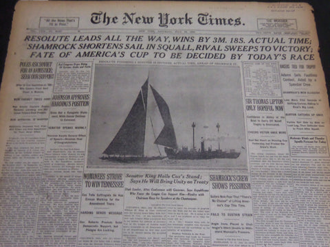 1920 JULY 24 NEW YORK TIMES - RESOLUTE LEADS ALL THE WAY WINS - NT 7125