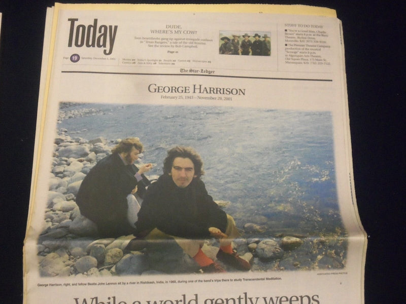 2001 DECEMBER 1 STAR LEDGER NEWSPAPER LOT 13 - GEORGE HARRISON DEAD - NP 1823